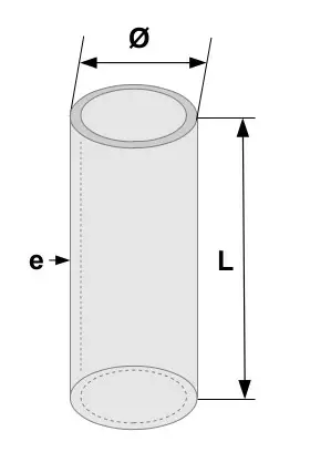 Schéma coté d'un tube en bronze fritté